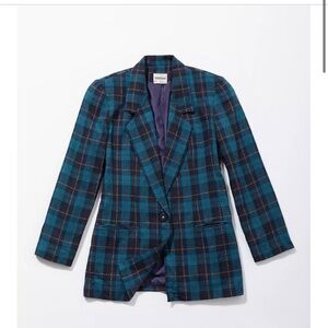 Vintage Urban Outfitters Blue and Black Plaid Blazer